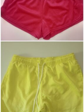 2 Pair Women's Athletic Shorts in Hot Pink & Neon Yellow